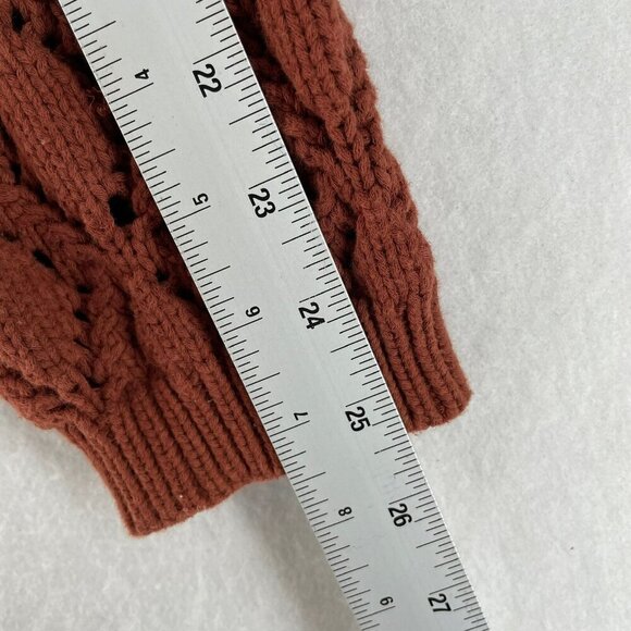 ASTR The Label Sweater Womens M Burnt Orange Cable Knit Balloon Sleeve Pullover - Picture 4 of 10